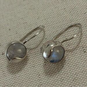 Vintage FN 925 Sterling Silver Moonstone Whimsigoth Drop Earrings